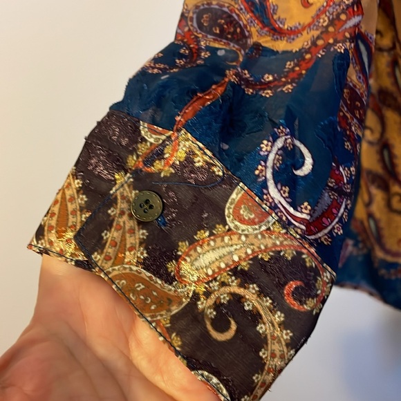 Reba The Road Less Traveled Multi Patchwork Fringe Long Duster Coat size XL - Picture 13 of 16